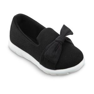 NWOT ISOTONER SIGNATURE Zens Indoor/Outdoor Black slip-ons with bow, sz 11